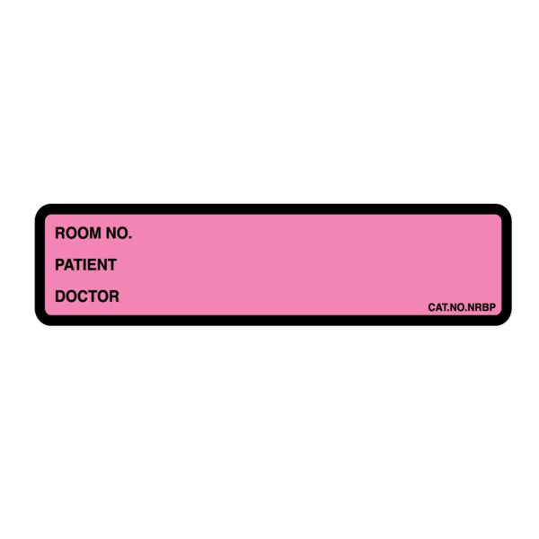 Nevs Printed Chart Label- Room No, name, Doctor 1-3/8"x5-3/8" Rose w/Blk NRBP-ROSE - main